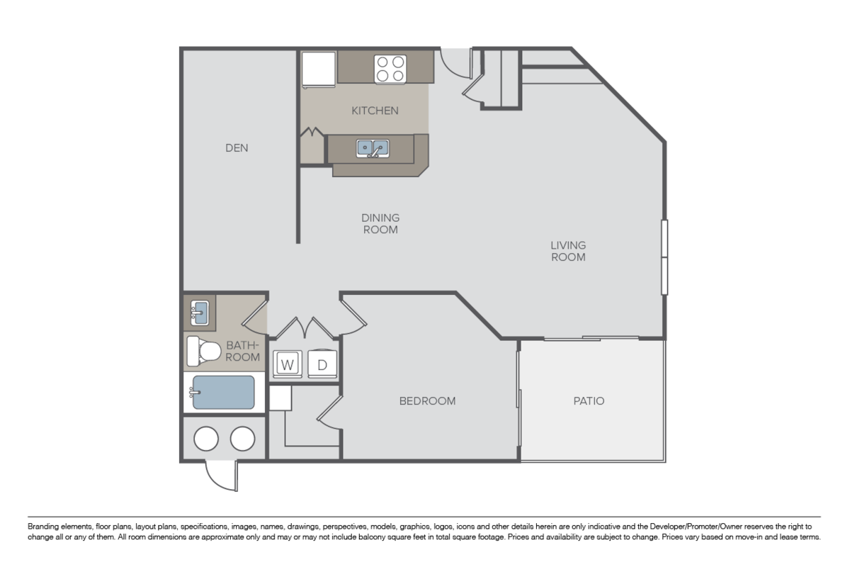 Floorplan diagram for Azra, showing 1 bedroom