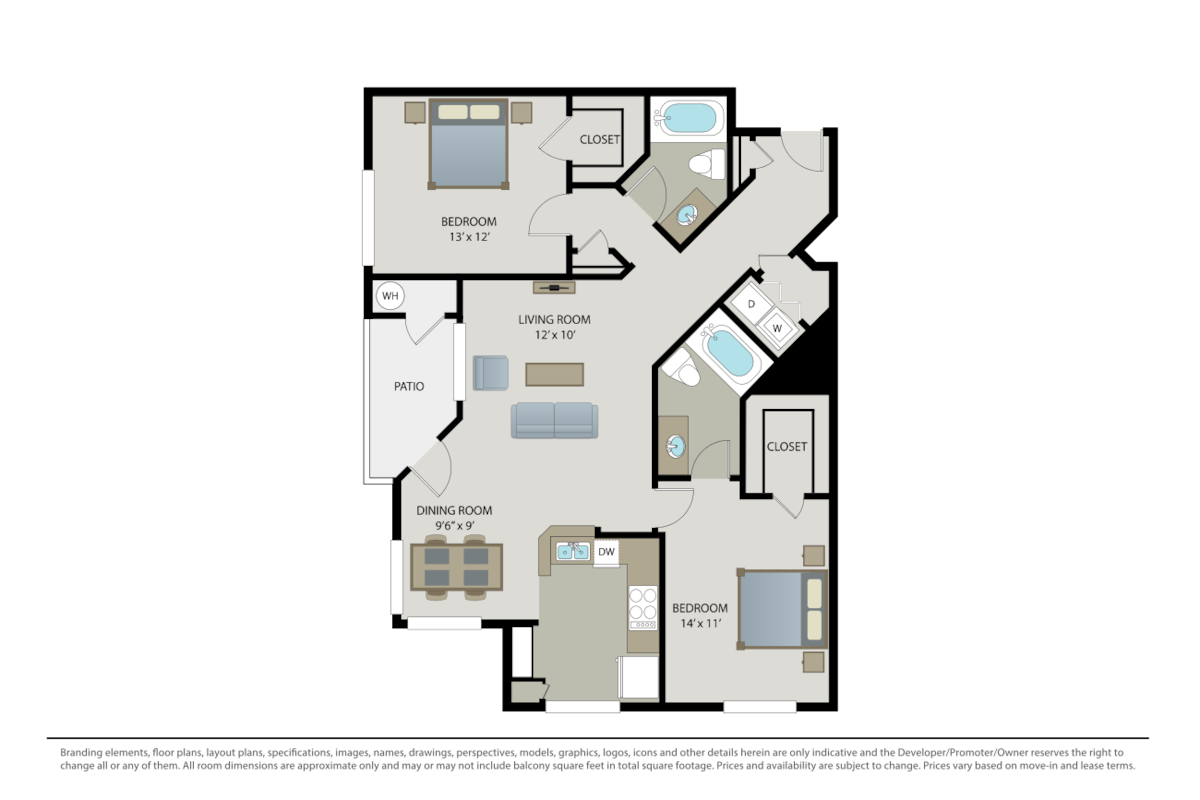 Floorplan diagram for Nantucket 3rd, showing 2 bedroom