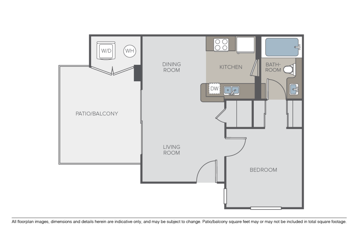 Floorplan diagram for Windward, showing 1 bedroom