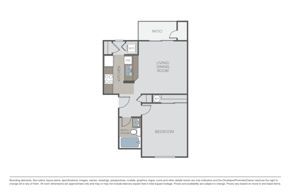 Floorplan diagram for The Douglas, showing 1 bedroom