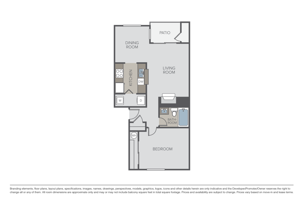 Floorplan diagram for The Spruce, showing 1 bedroom