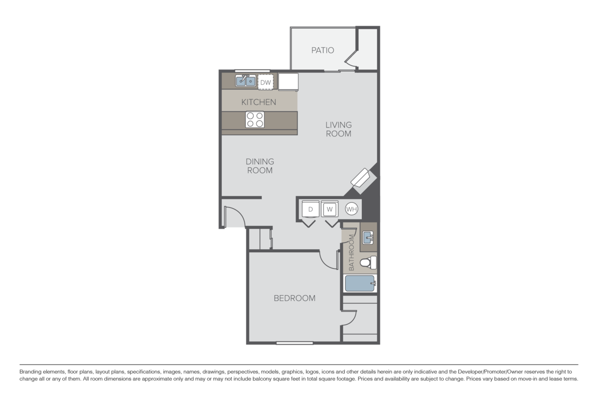 Floorplan diagram for The Cypress, showing 1 bedroom