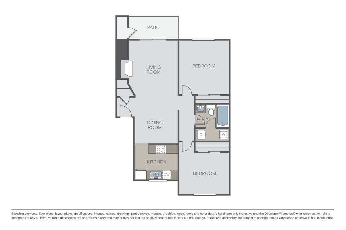 Floorplan diagram for The Cedar, showing 2 bedroom
