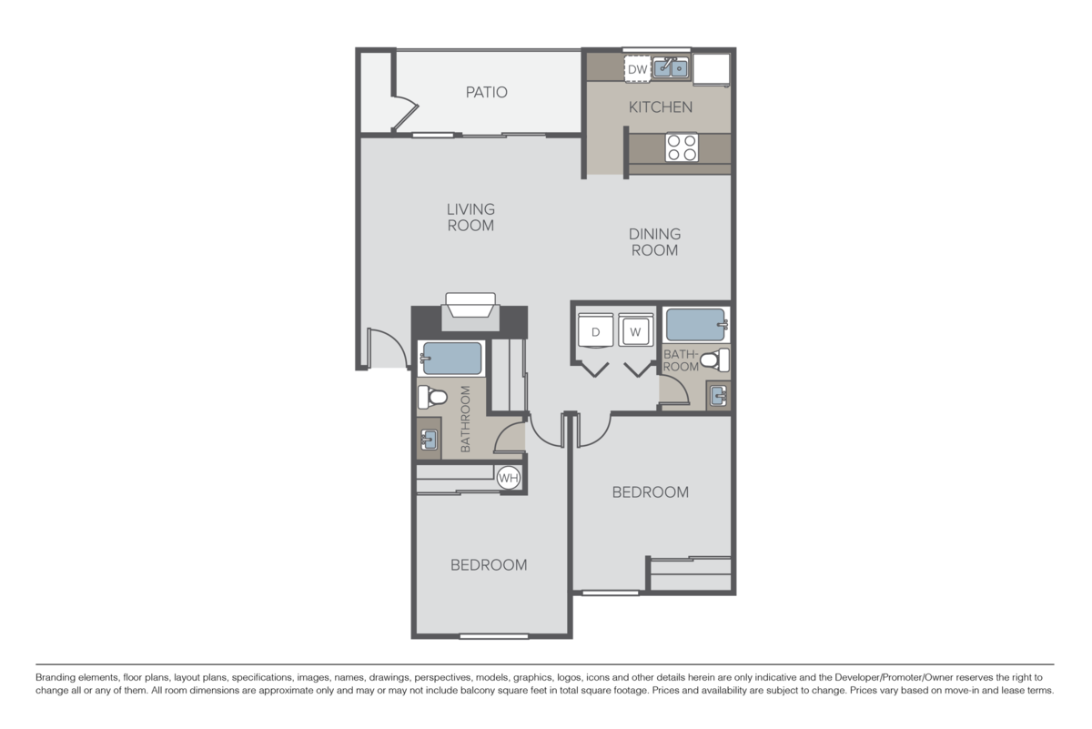 Floorplan diagram for The Holly, showing 2 bedroom