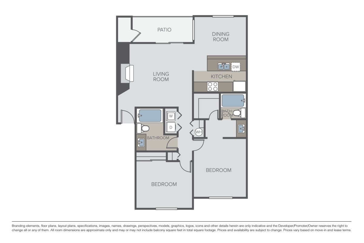 Floorplan diagram for The Aspen, showing 2 bedroom
