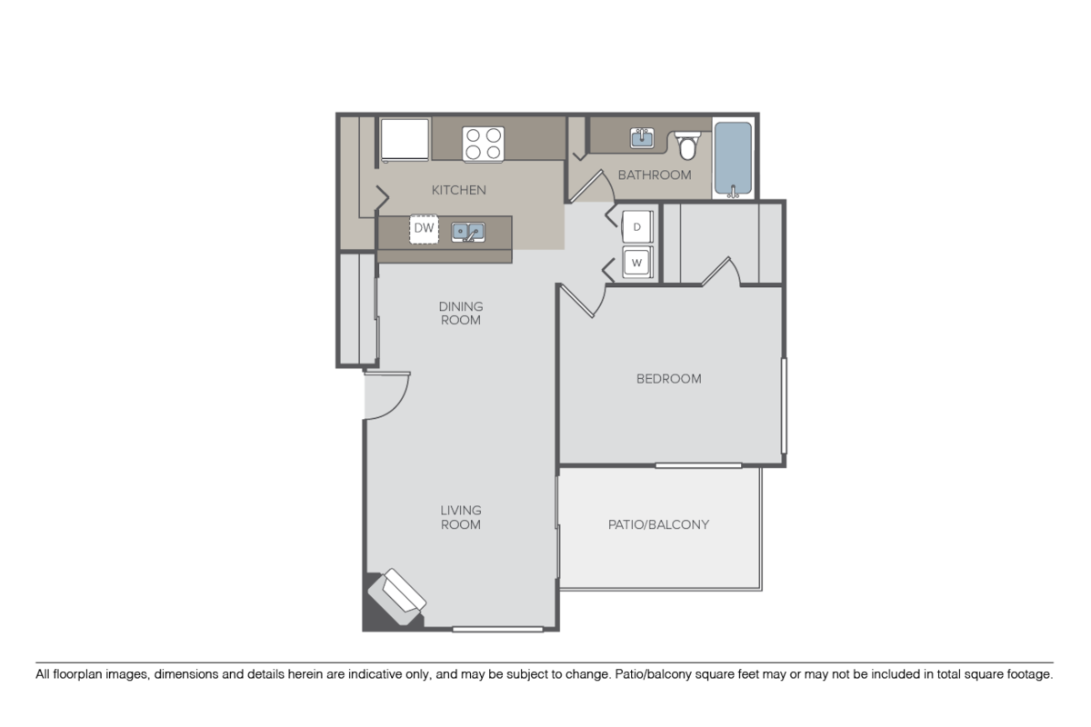 Floorplan diagram for Cedar, showing 1 bedroom