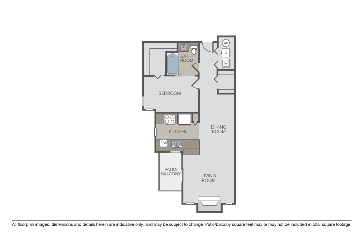 Floorplan diagram for Ponderosa, showing 1 bedroom