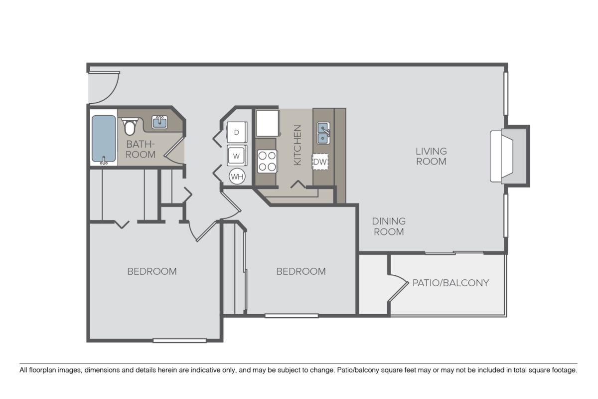Floorplan diagram for Aspen, showing 2 bedroom