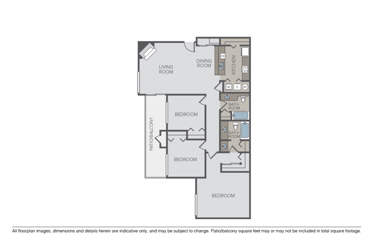 Floorplan diagram for Sycamore, showing 3 bedroom