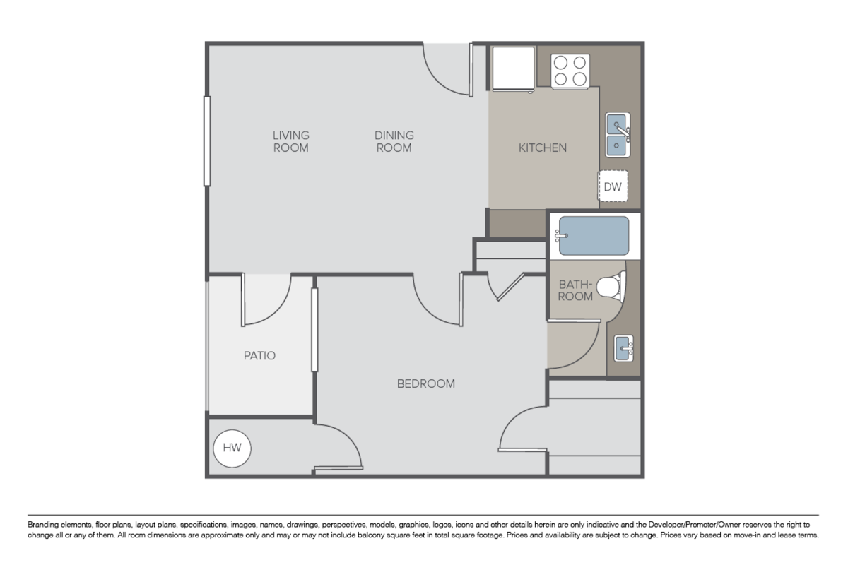 Floorplan diagram for Countryside, showing 1 bedroom