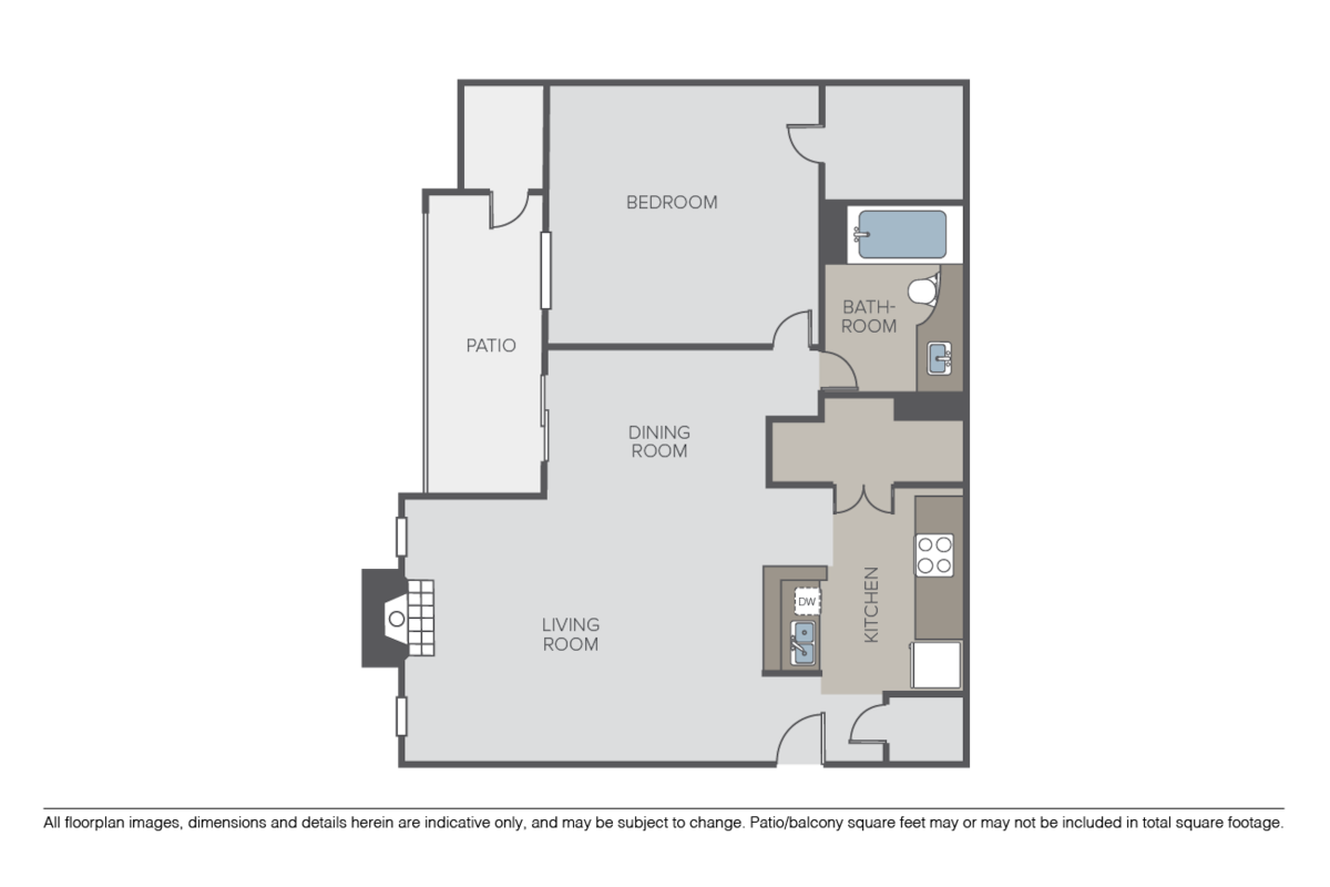 Floorplan diagram for Creekside, showing 1 bedroom