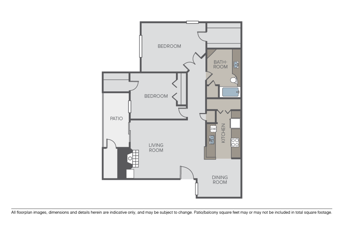 Floorplan diagram for Hillside, showing 2 bedroom