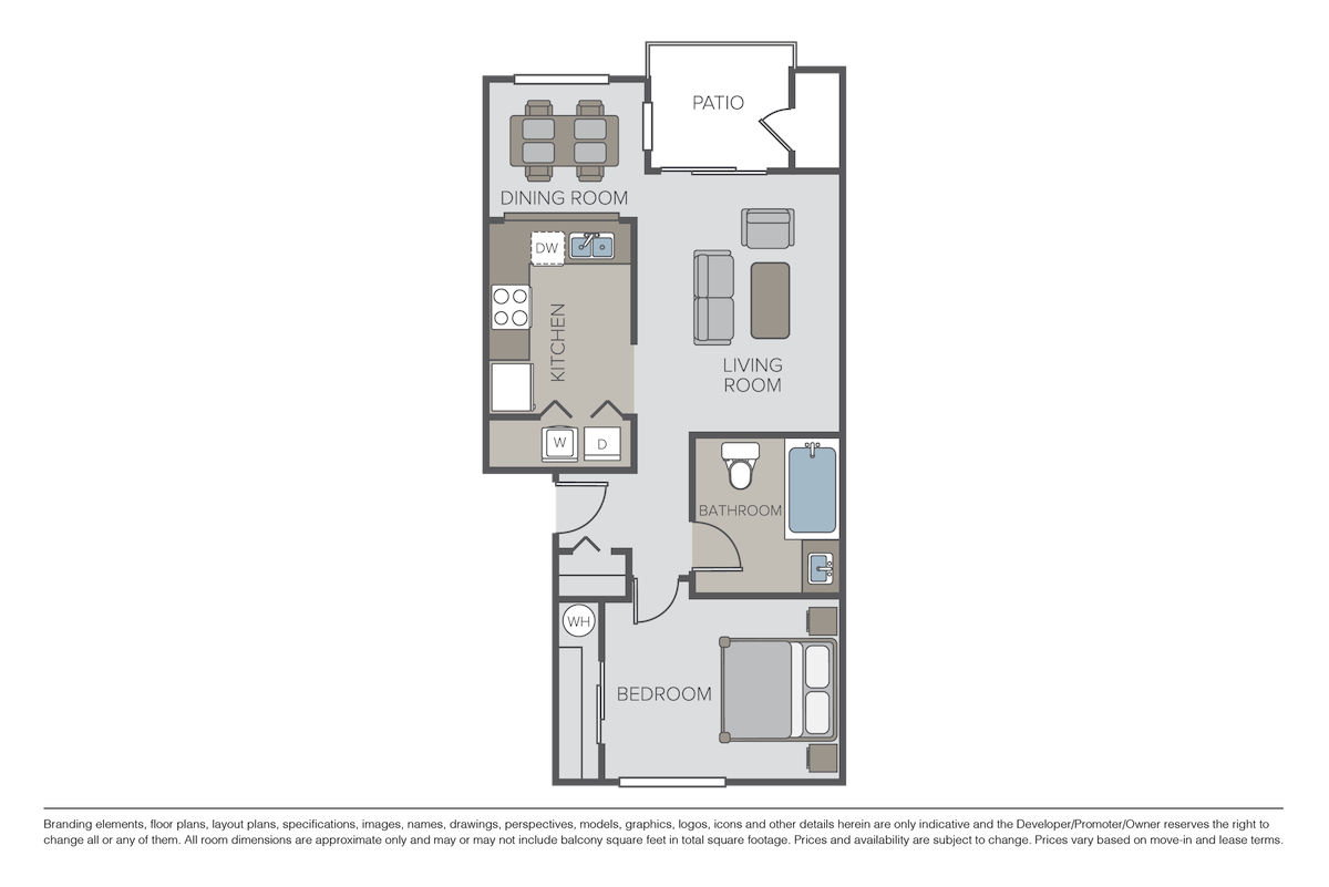Floorplan diagram for Elm, showing 1 bedroom