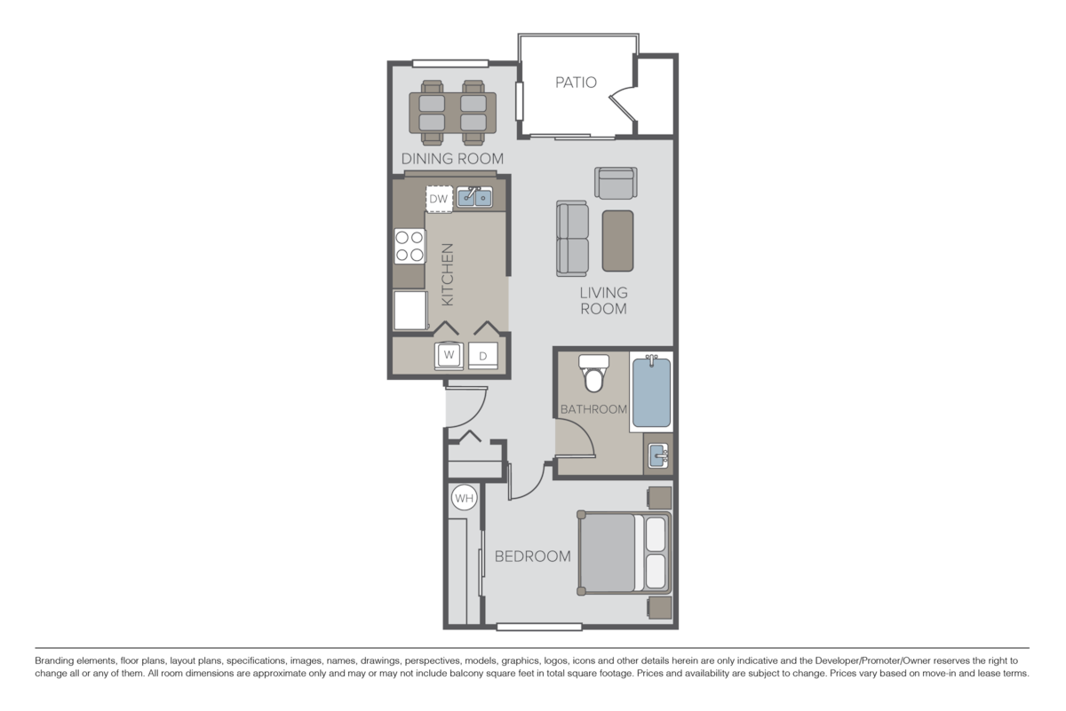 Floorplan diagram for Elm, showing 1 bedroom