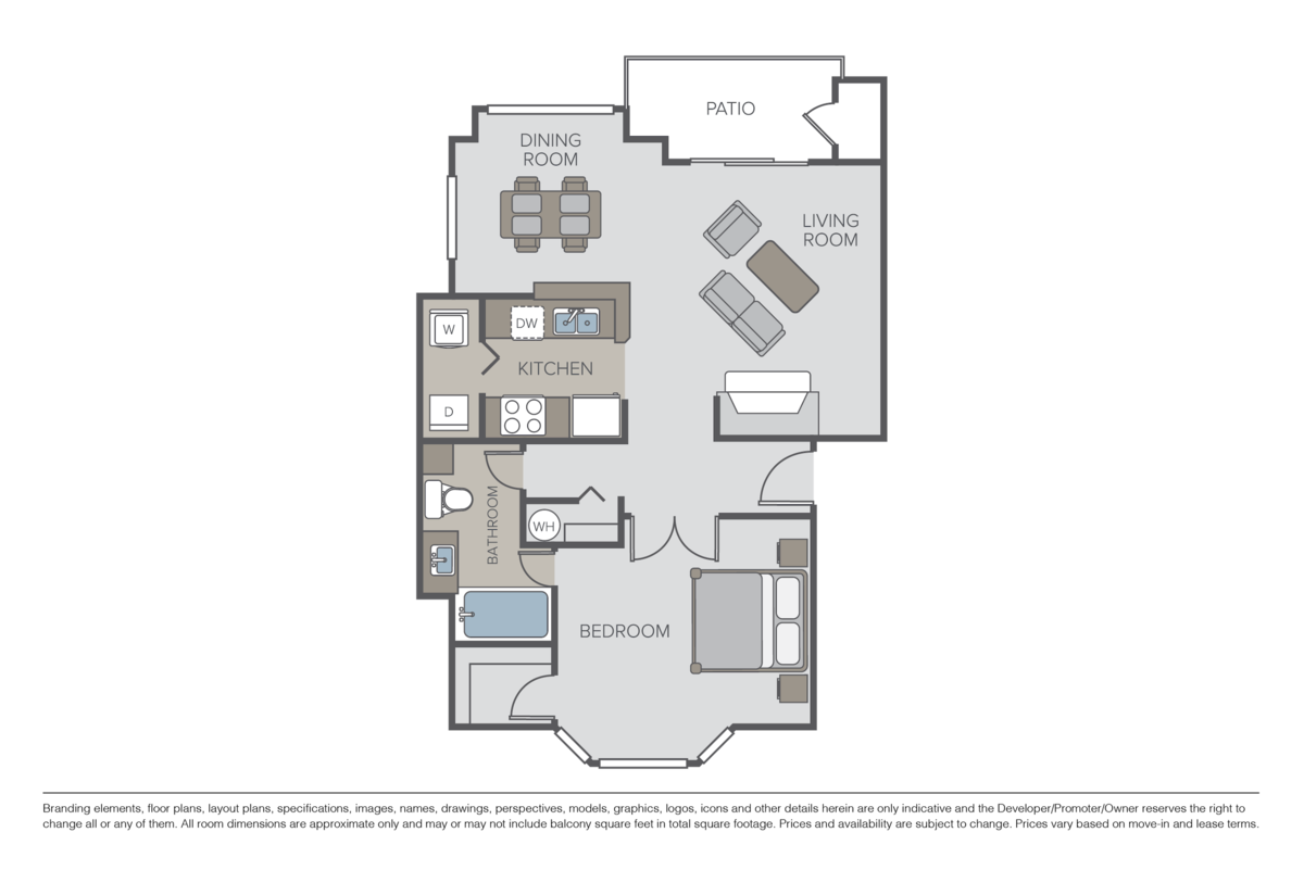 Floorplan diagram for Mahogany, showing 1 bedroom