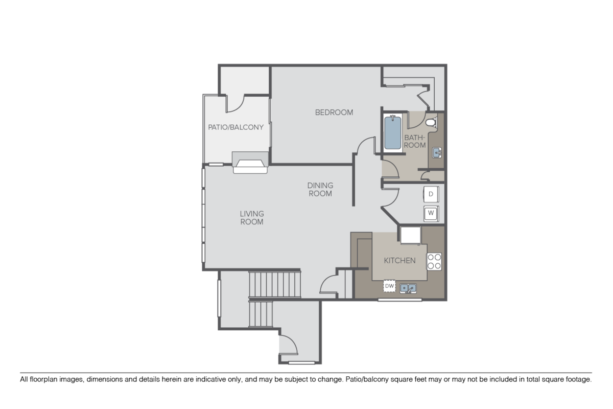 Floorplan diagram for One Bedroom, showing 1 bedroom