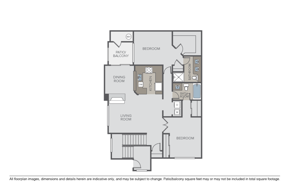 Floorplan diagram for Two Bedroom, showing 2 bedroom