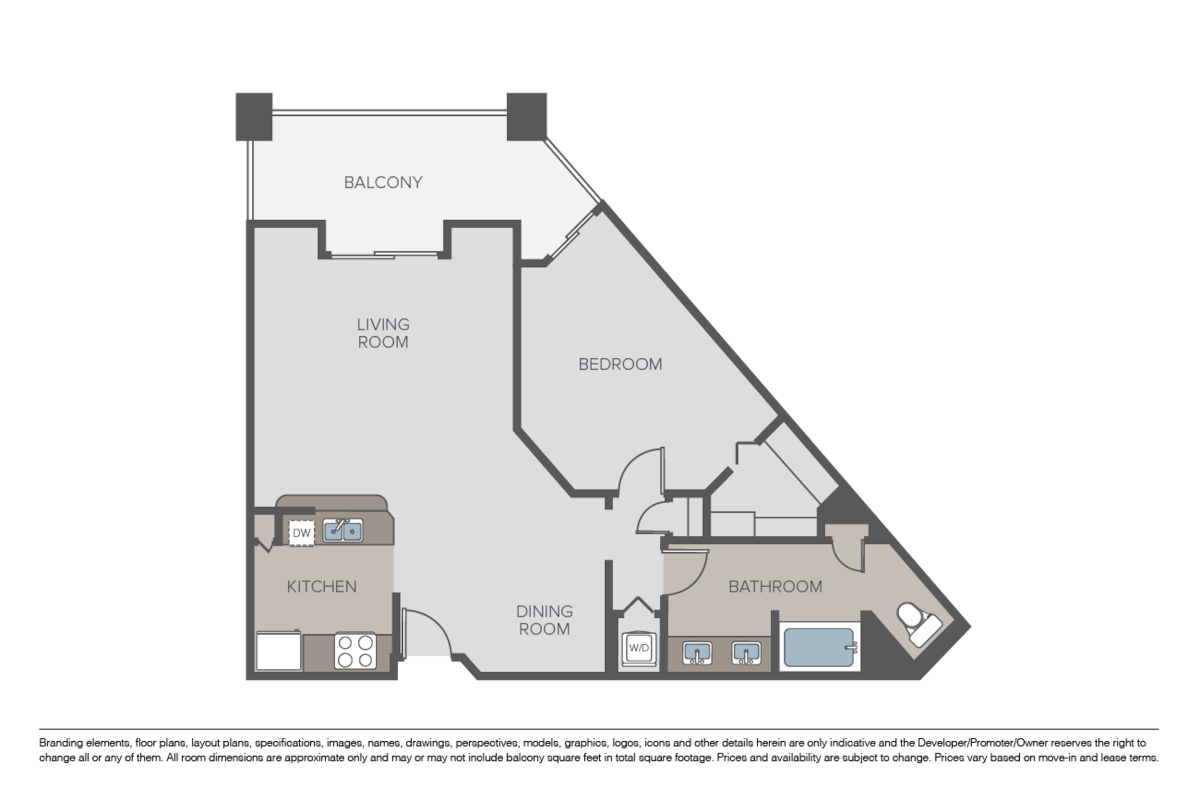 Floorplan diagram for Azure, showing 1 bedroom