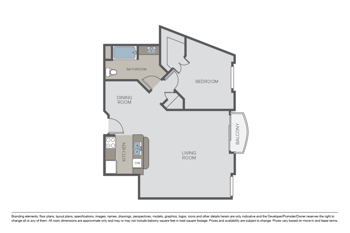 Floorplan diagram for Marine, showing 1 bedroom
