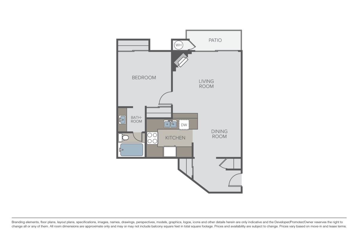 Floorplan diagram for One Bedroom C, showing 1 bedroom