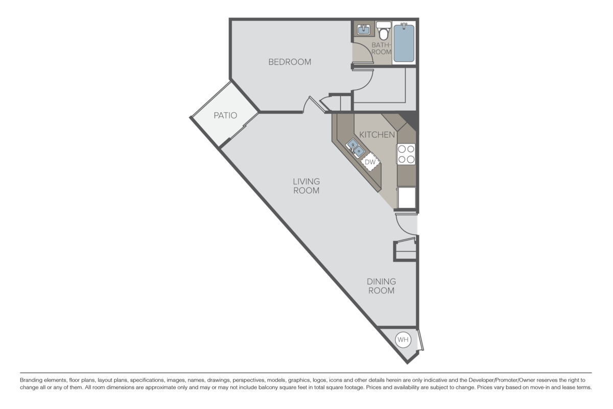 Floorplan diagram for One Bedroom D, showing 1 bedroom