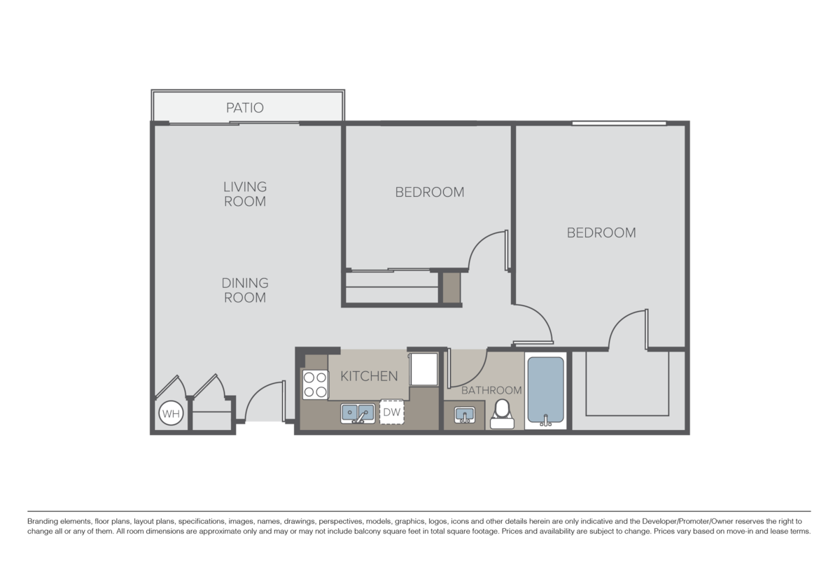 Floorplan diagram for Two Bedroom, showing 2 bedroom