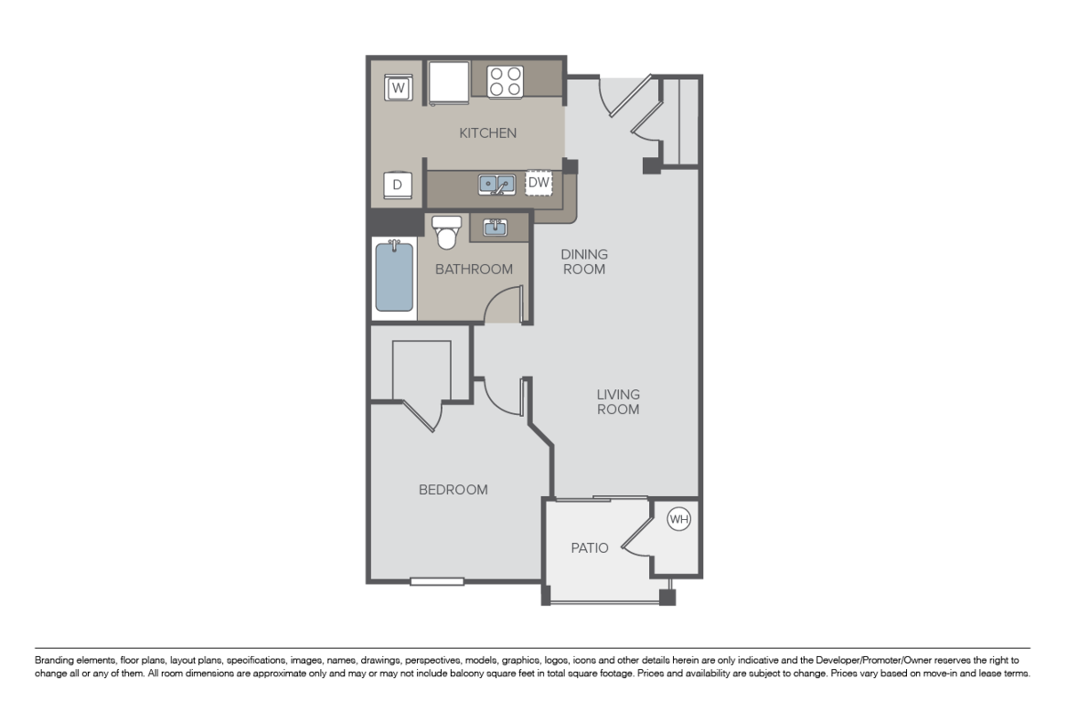 Floorplan diagram for Malibu, showing 1 bedroom