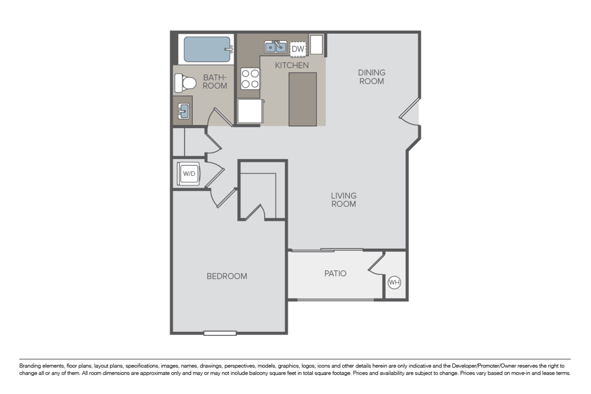 Floorplan diagram for Huntington, showing 1 bedroom
