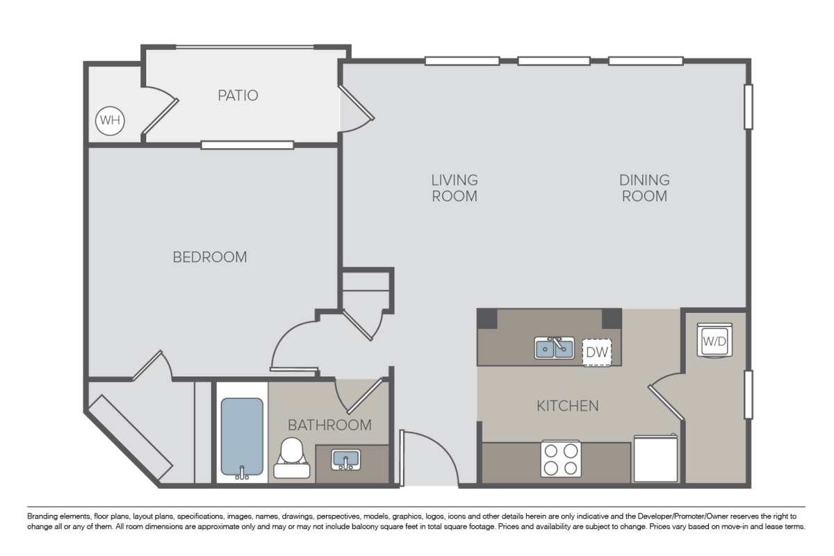 Floorplan diagram for Oceanside, showing 1 bedroom