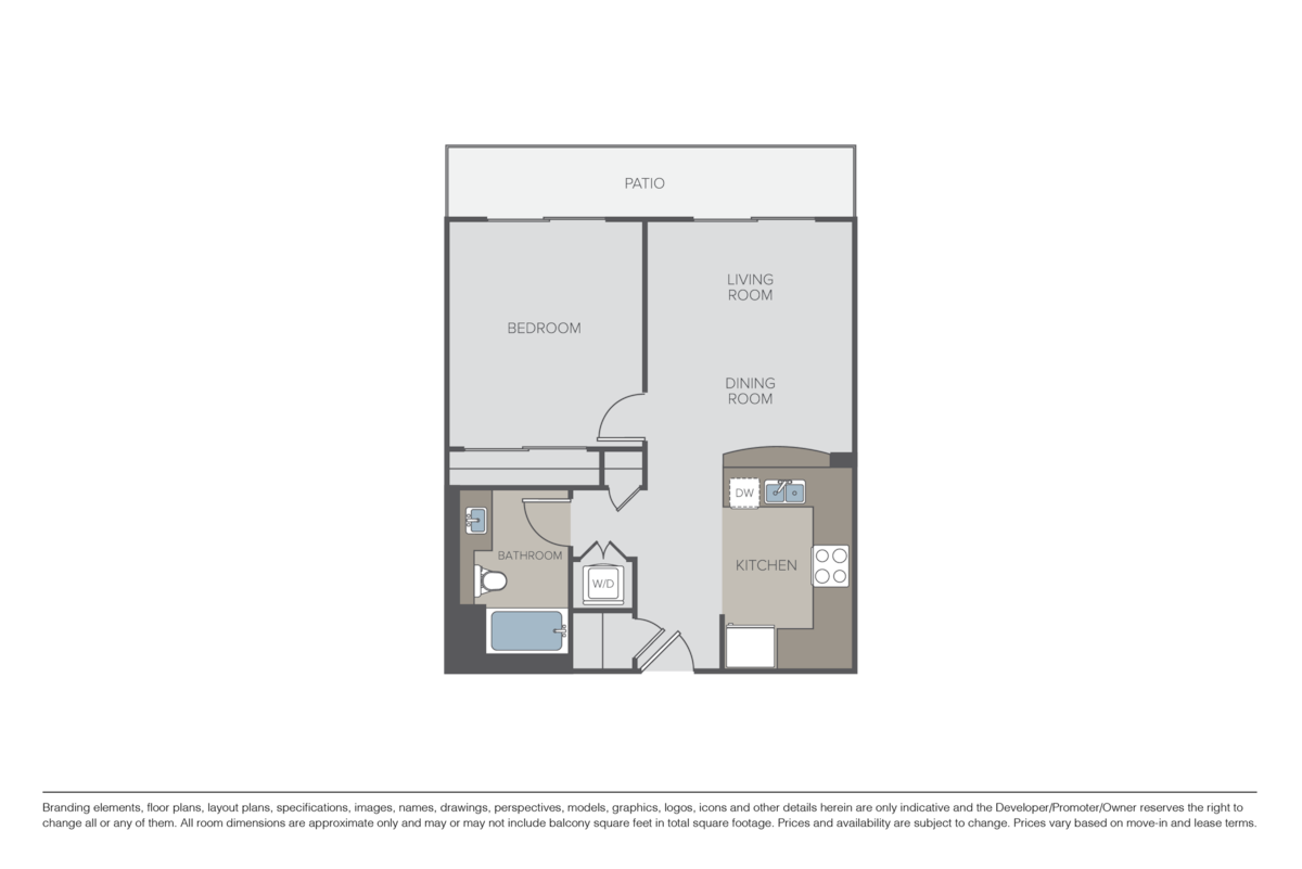 Floorplan diagram for The Madison, showing 1 bedroom