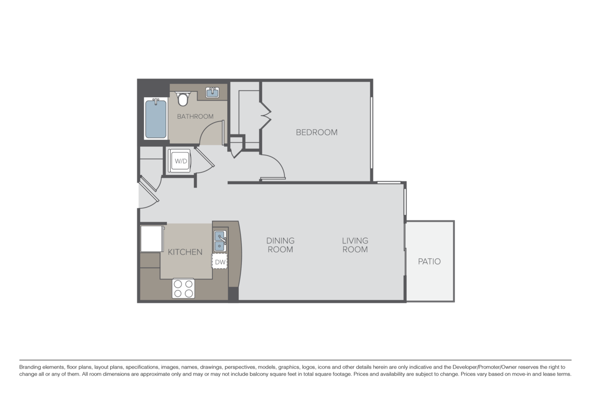 Floorplan diagram for The Rose, showing 1 bedroom