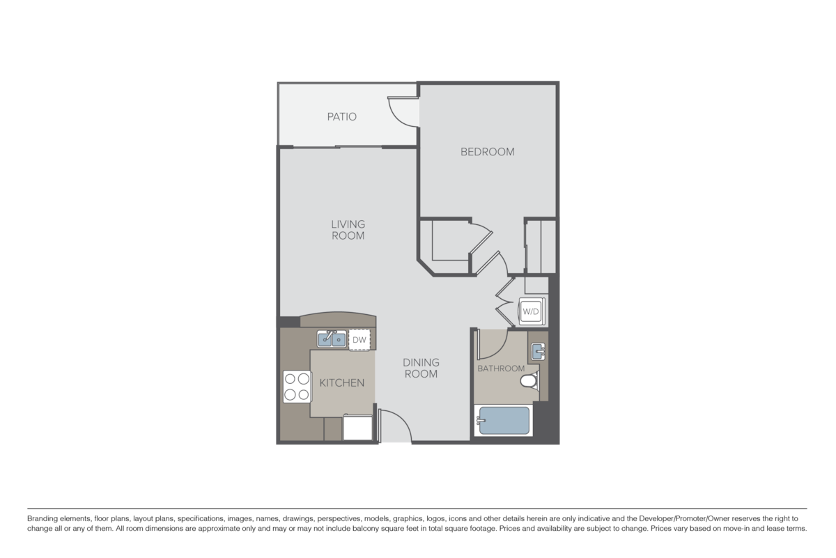 Floorplan diagram for The Arroyo, showing 1 bedroom