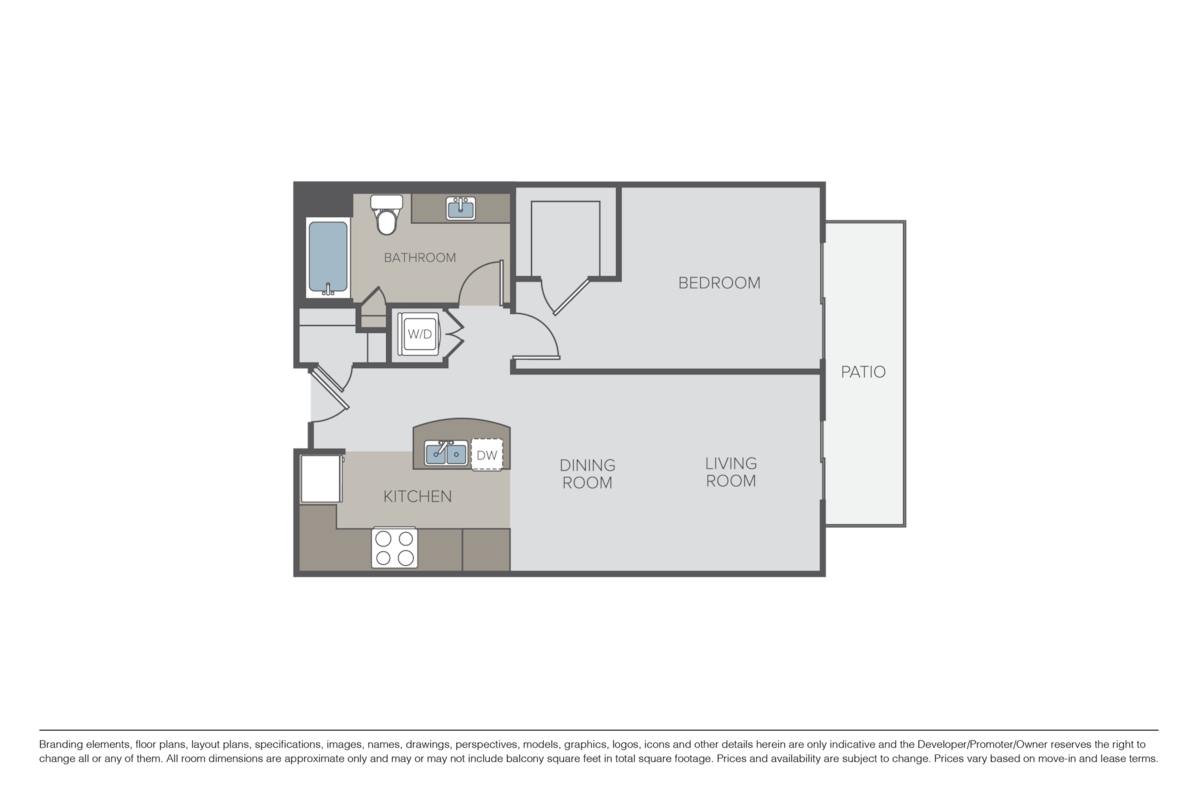 Floorplan diagram for The Descanso, showing 1 bedroom