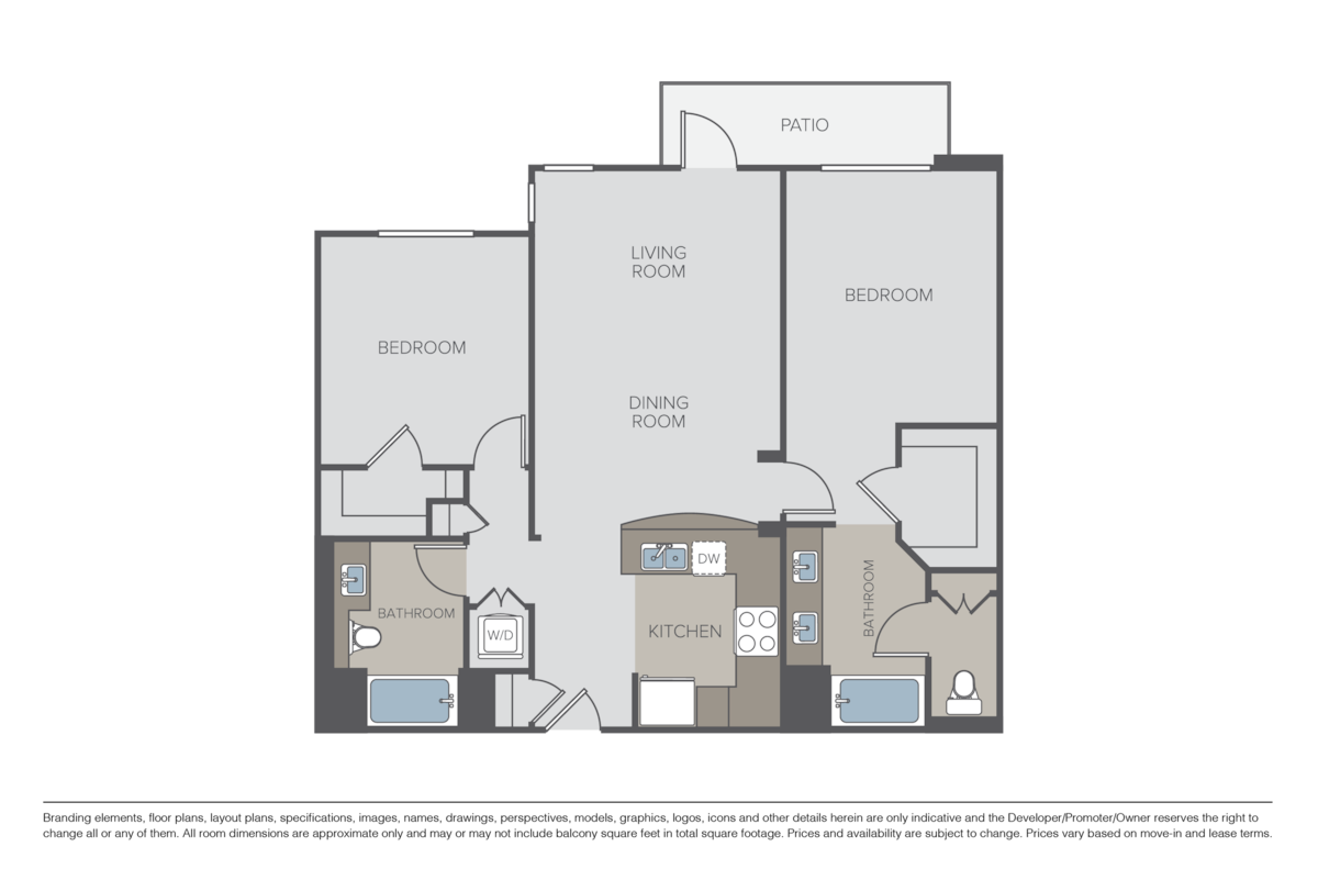Floorplan diagram for The Colorado, showing 2 bedroom