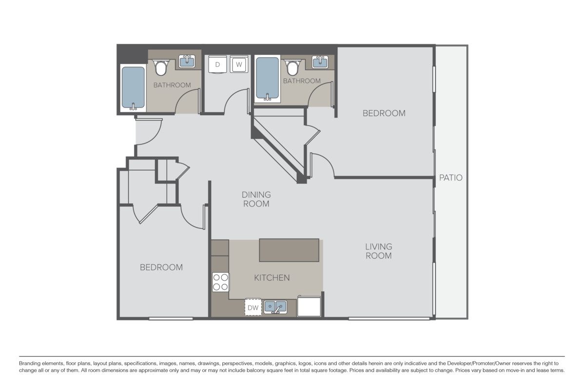 Floorplan diagram for The Carnegie, showing 2 bedroom