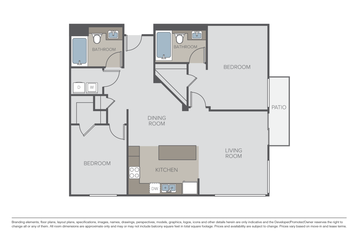 Floorplan diagram for The San Marino, showing 2 bedroom