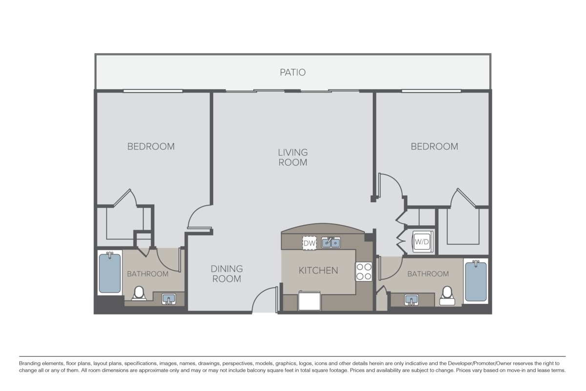 Floorplan diagram for The San Gabriel, showing 2 bedroom
