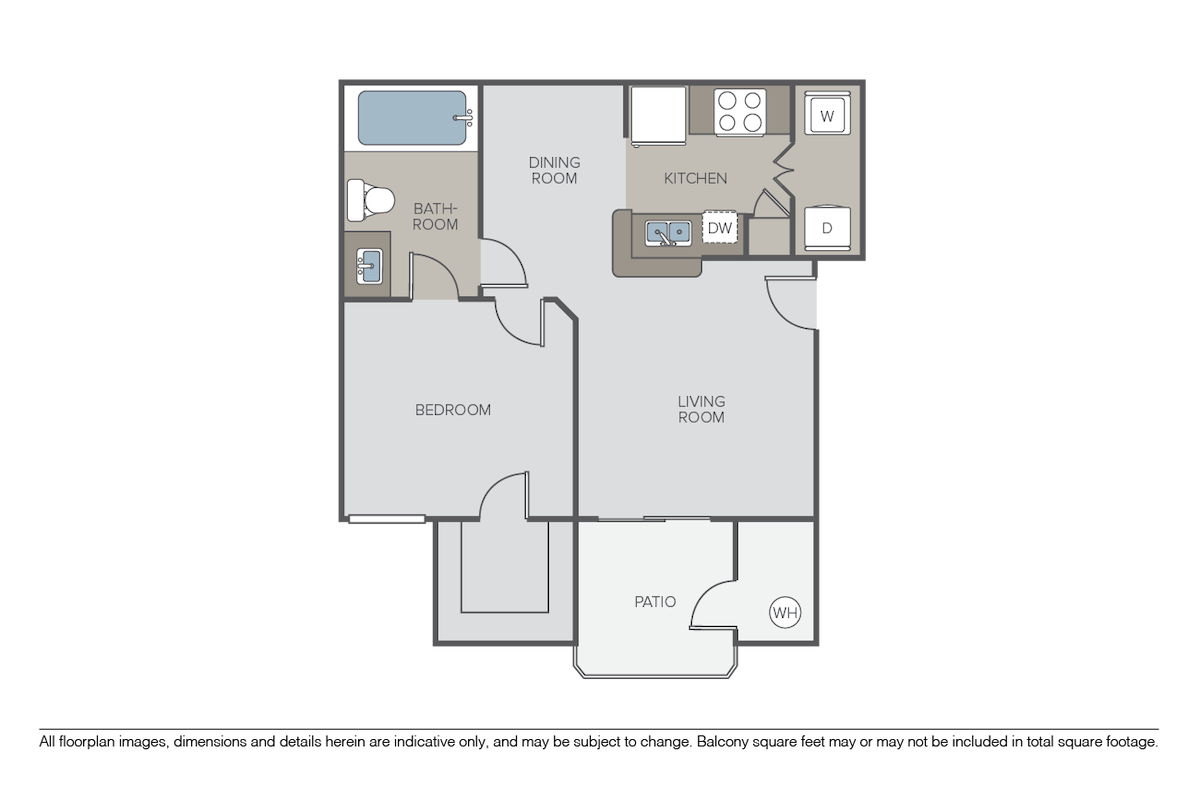 Floorplan diagram for Siena, showing 1 bedroom