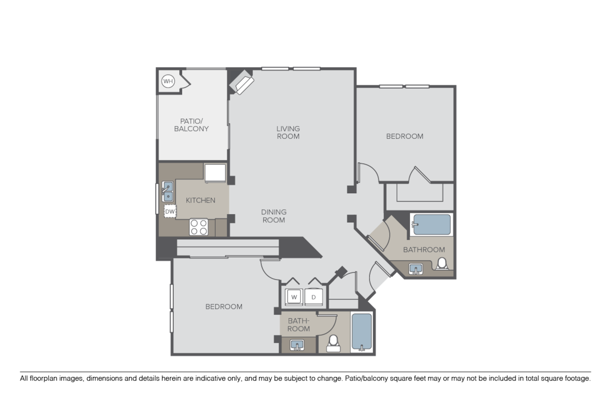 Floorplan diagram for Fitzgerald, showing 2 bedroom