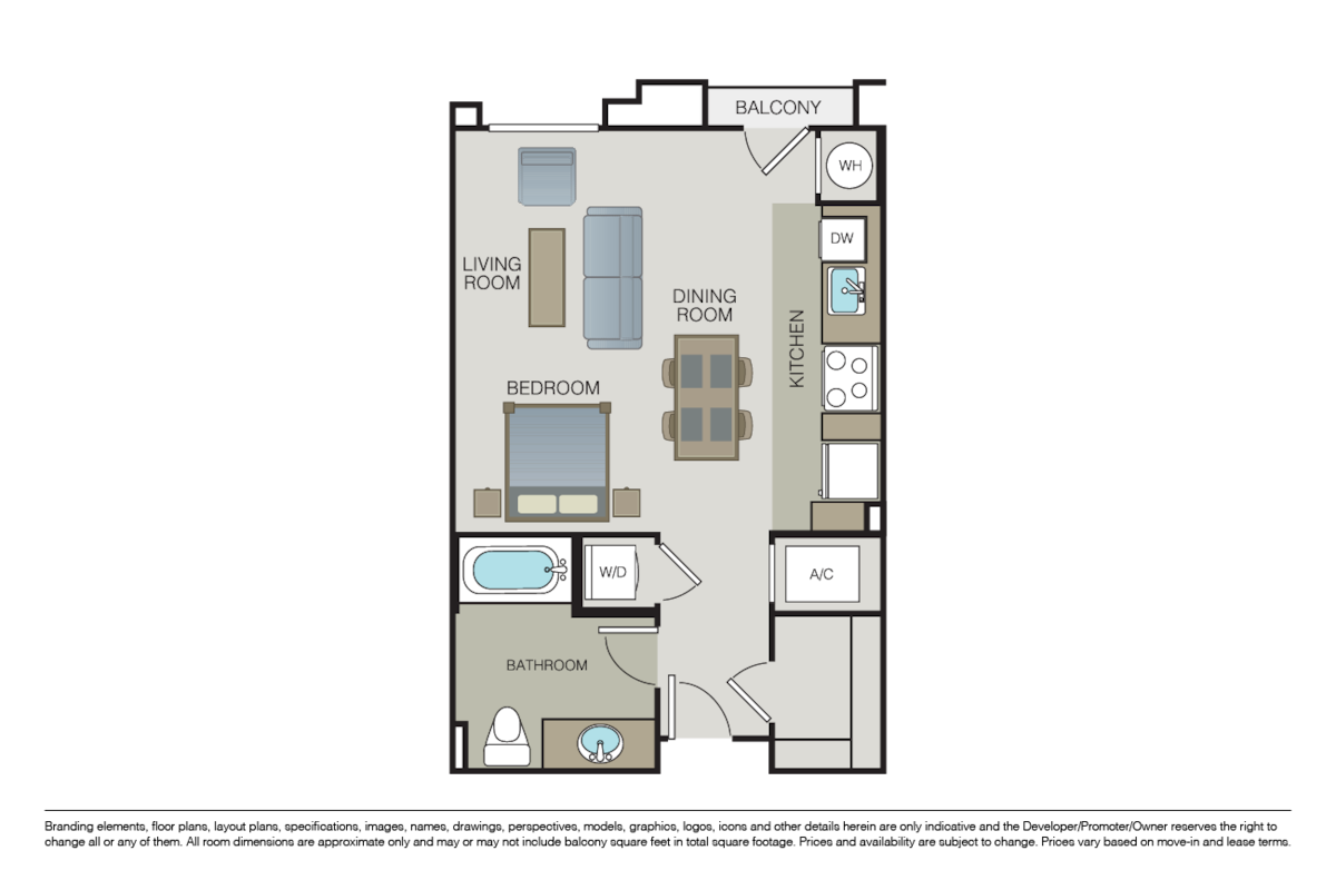 Floorplan diagram for A0A, showing Studio