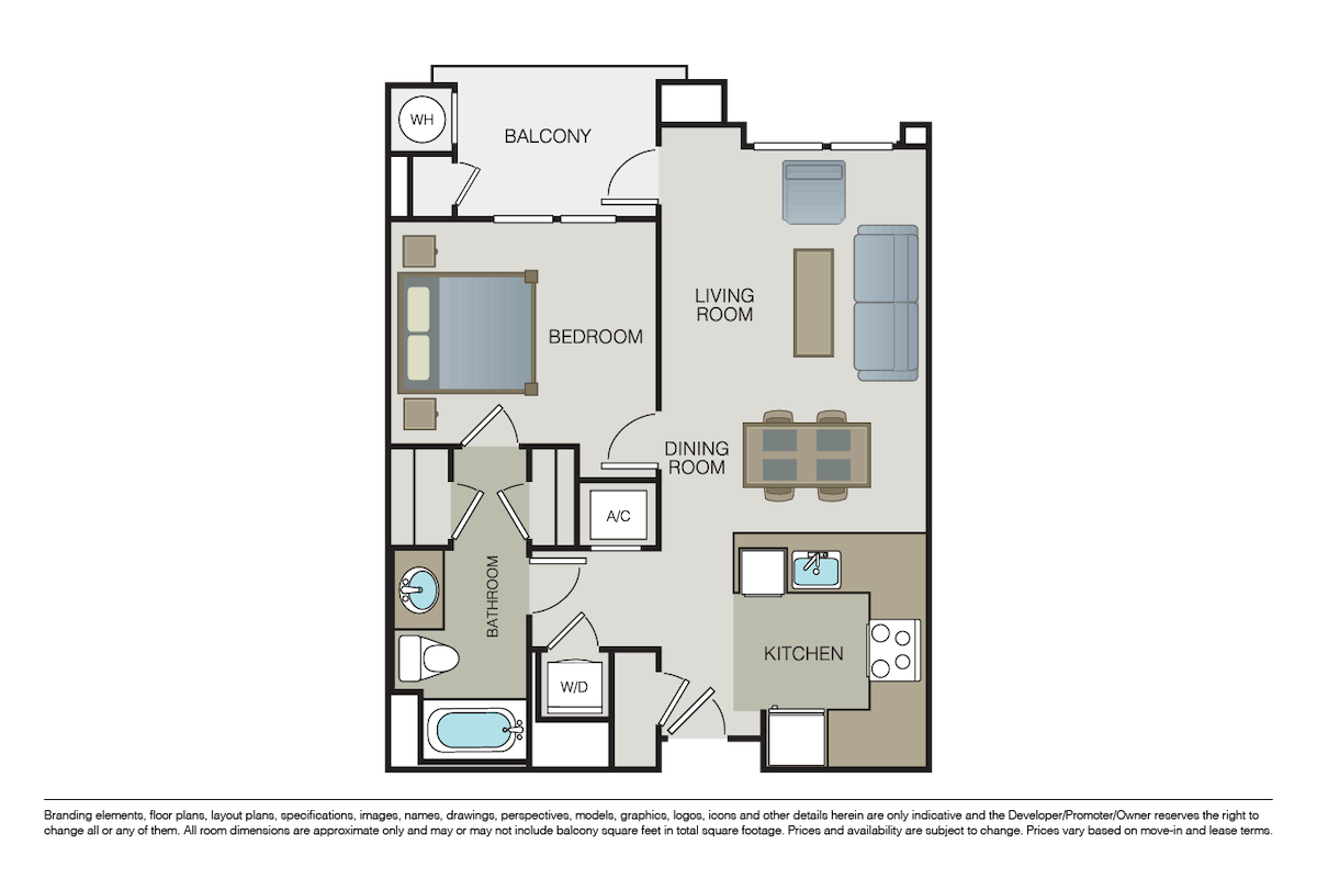 Floorplan diagram for Plan  1A, showing 1 bedroom