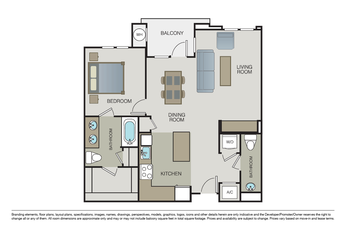Floorplan diagram for Plan 1D, showing 1 bedroom