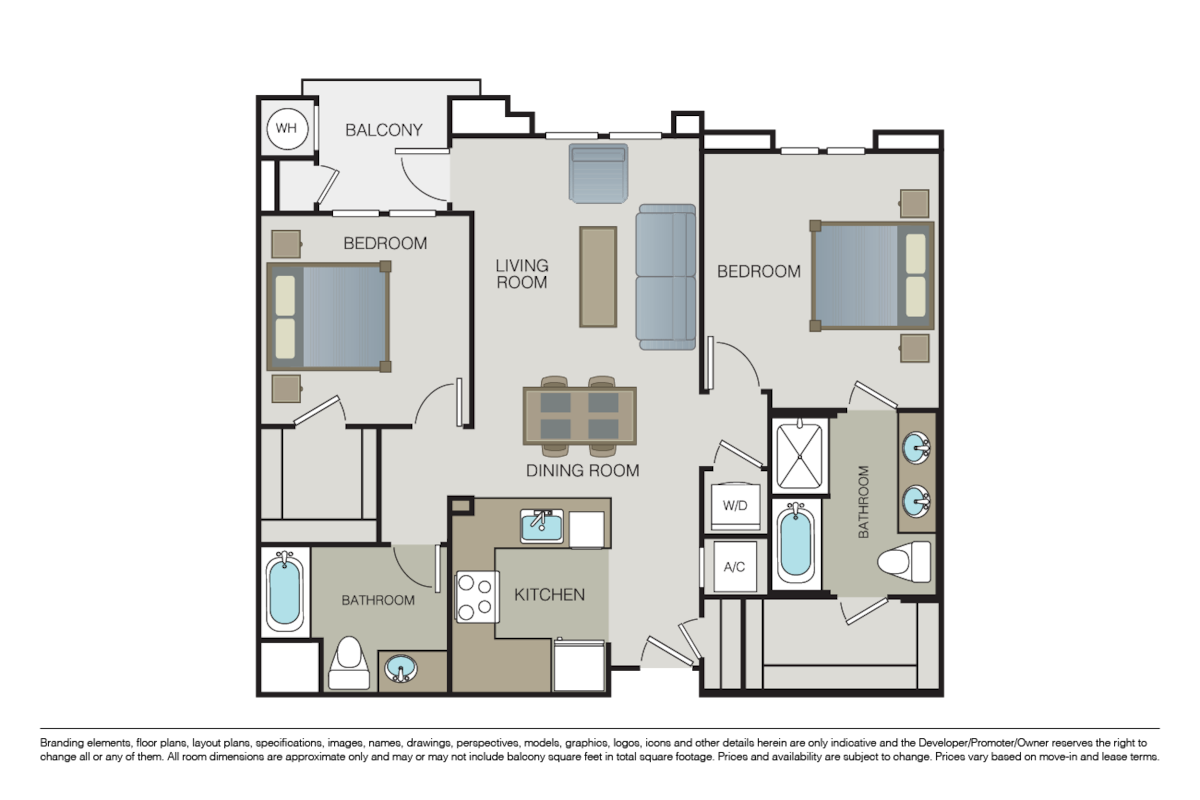Floorplan diagram for B2, showing 2 bedroom