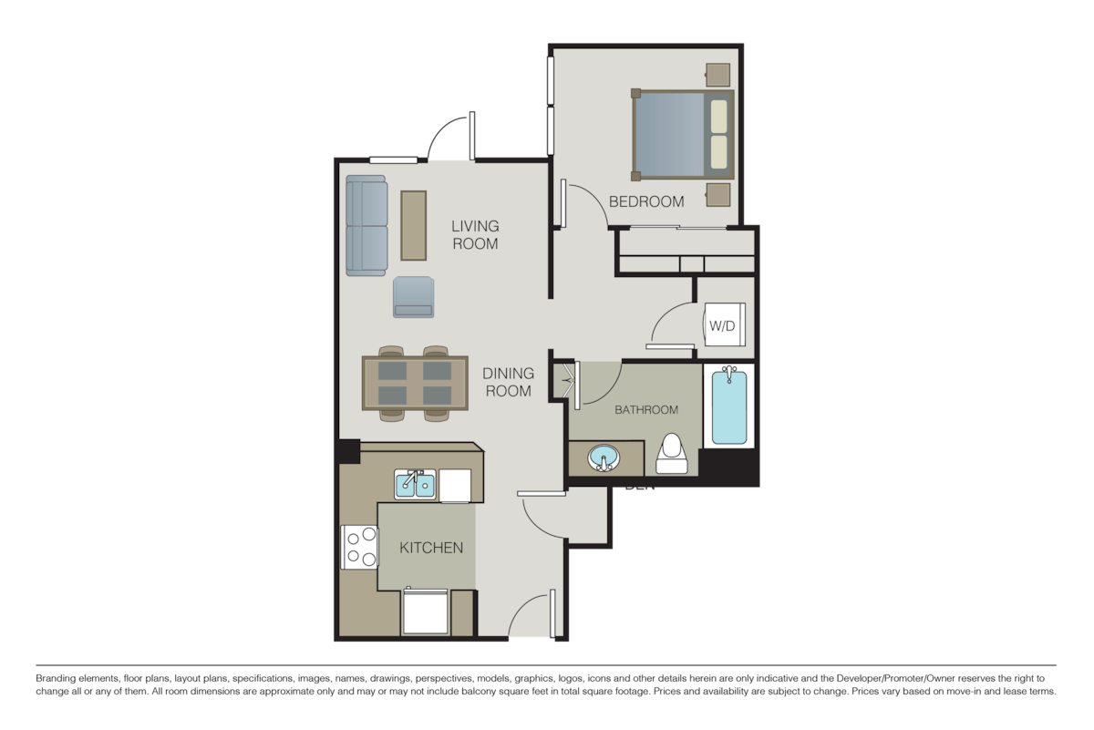 Floorplan diagram for Iris, showing 1 bedroom