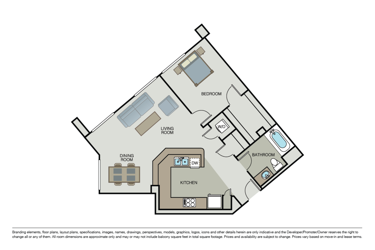 Floorplan diagram for Helix, showing 1 bedroom