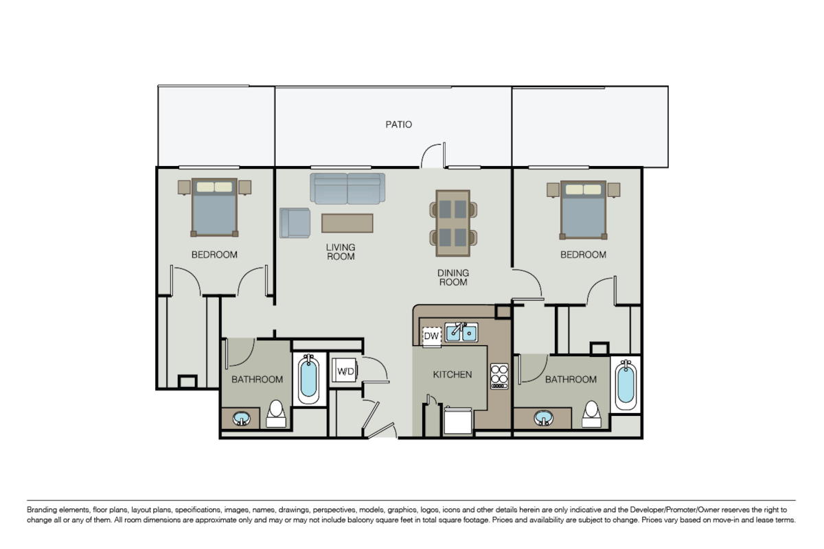 Floorplan diagram for Vortex, showing 2 bedroom