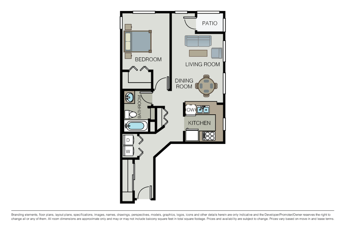 Floorplan diagram for Plan 1E, showing 1 bedroom