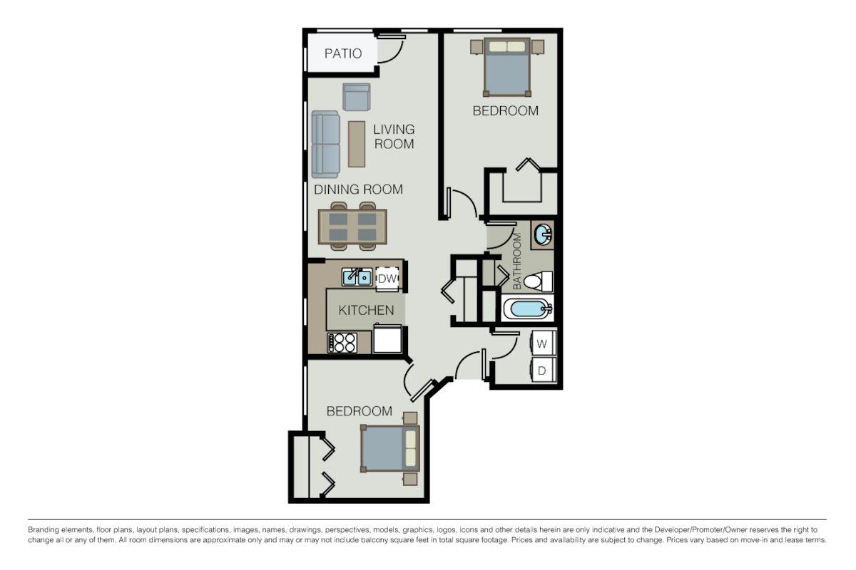 Floorplan diagram for Plan 2A, showing 2 bedroom