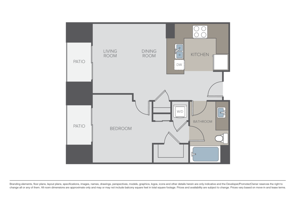 Floorplan diagram for Plan 1A, showing 1 bedroom