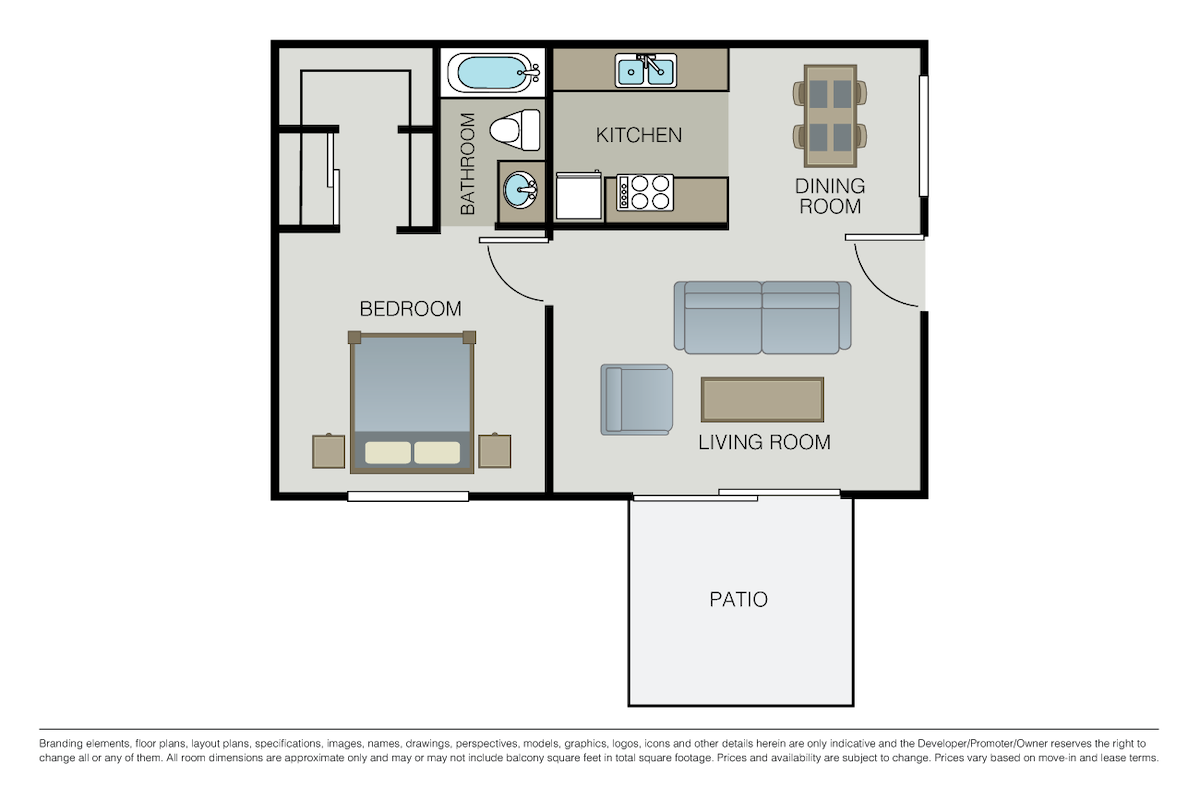 Floorplan diagram for Carmelo, showing 1 bedroom